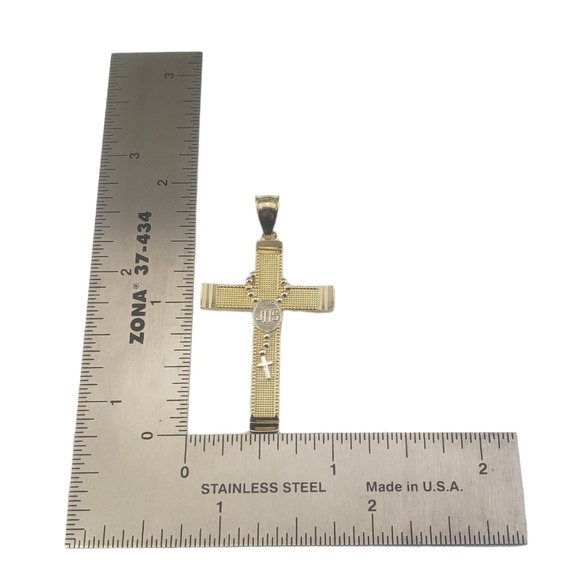 14 Karat Yellow and White Gold Cross and Rosary Bead Pendant #16753 - Picture 5 of 7